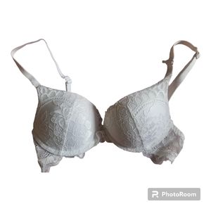 LA SENZA White Lace Double Push Up Bra - Size 30A, XXS